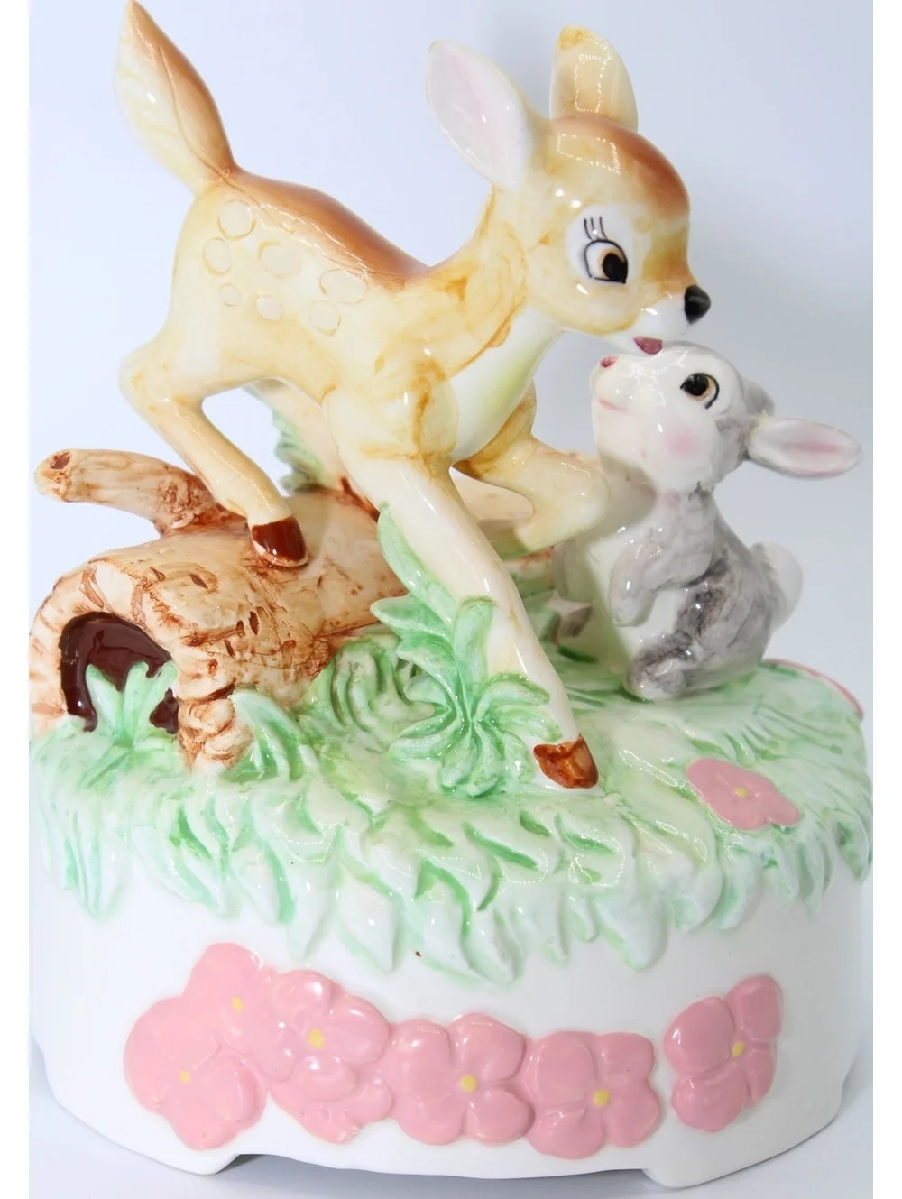 Vintage The Walt Disney Company Sankyo Bambi & Thumper Figurine Music Box #88370